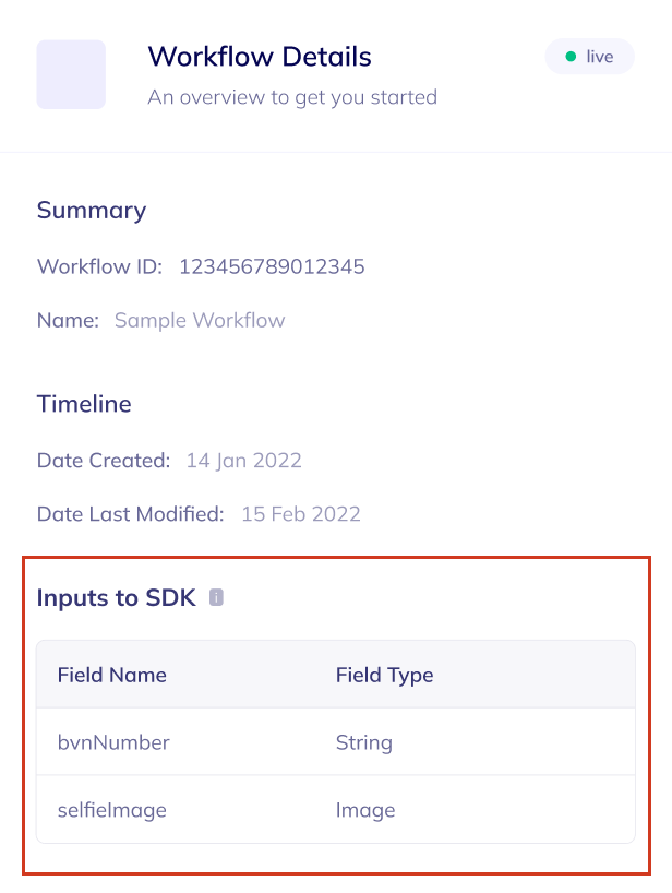 sdk inputs